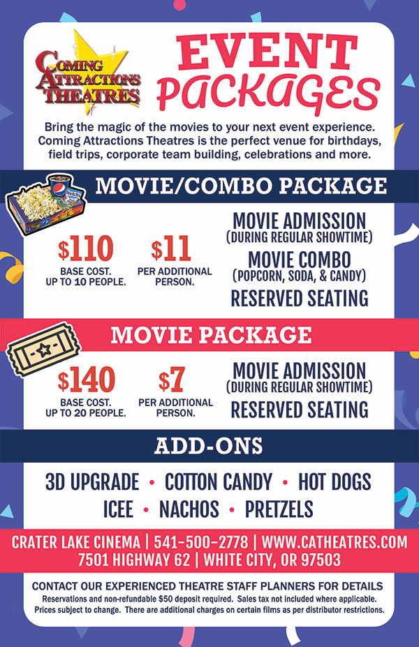 Crater Lake Cinema Event Packages
