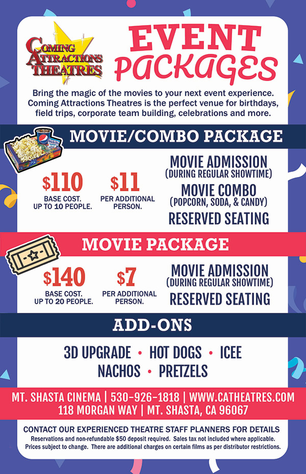 Mt. Shasta Cinema Event Packages